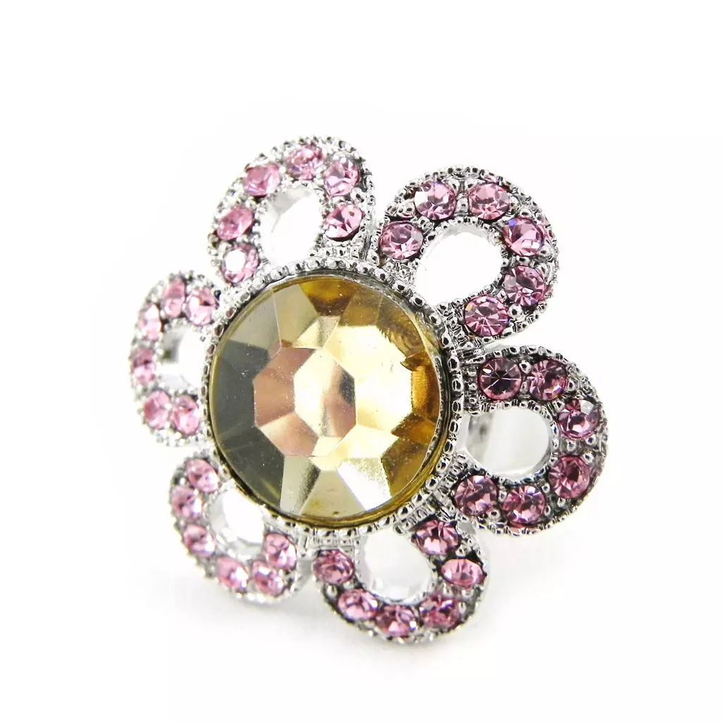 les trésors de lily Bague 'Aurore' Rose Ambre [E5123]