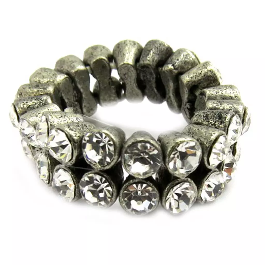 les trésors de lily Bague 'Diamonds' Blanc [E5132]
