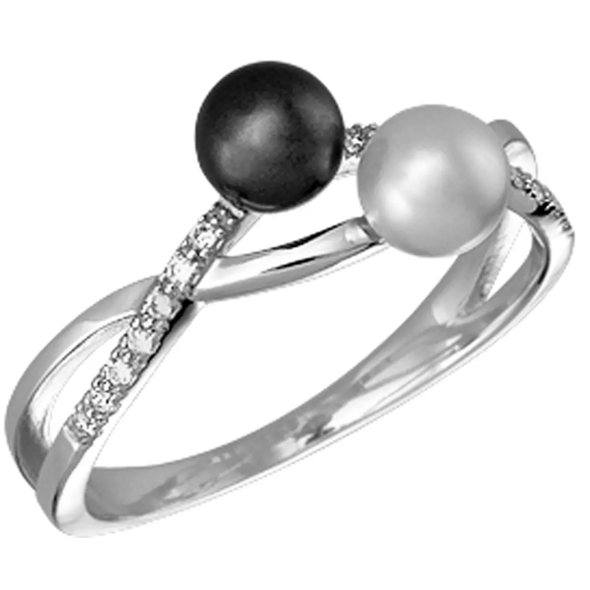 les trésors de lily Bague 'Sissi' blanc gris [K9405]