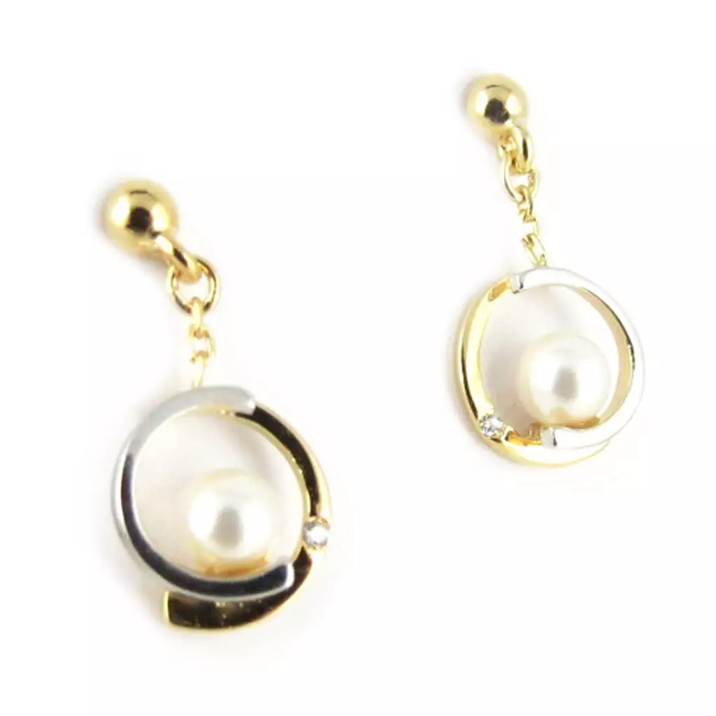 Les Trésors De Lily BO Plaqué Or 'Sissi' Blanc [L0388]