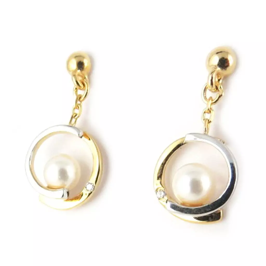 Les Trésors De Lily BO Plaqué Or 'Sissi' Blanc [L0388]