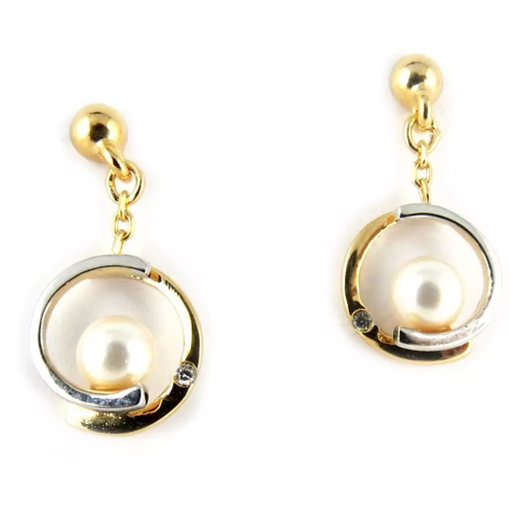 Les Trésors De Lily BO Plaqué Or 'Sissi' Blanc [L0388]