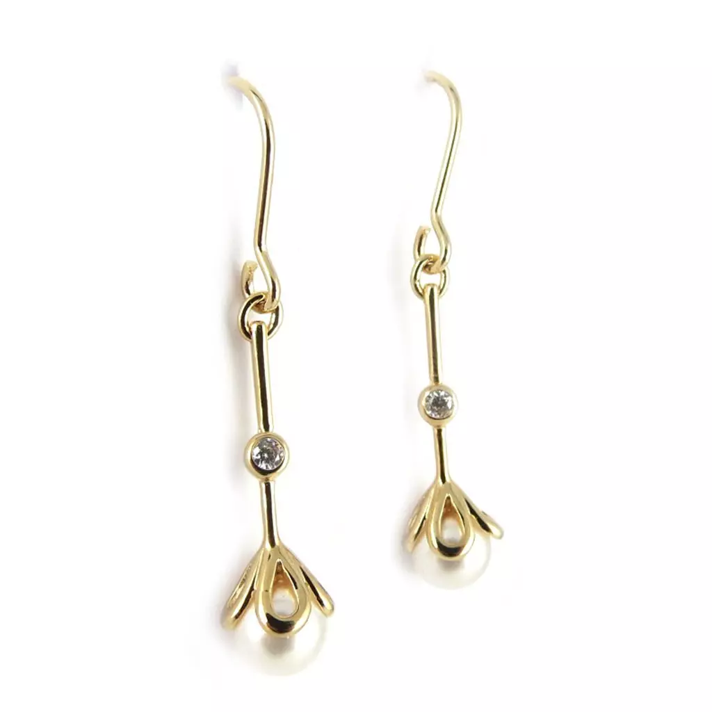 Les Trésors De Lily BO Plaqué Or 'Sissi' Blanc [L0392]