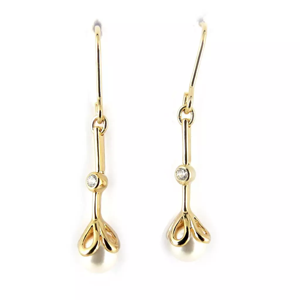 Les Trésors De Lily BO Plaqué Or 'Sissi' Blanc [L0392]