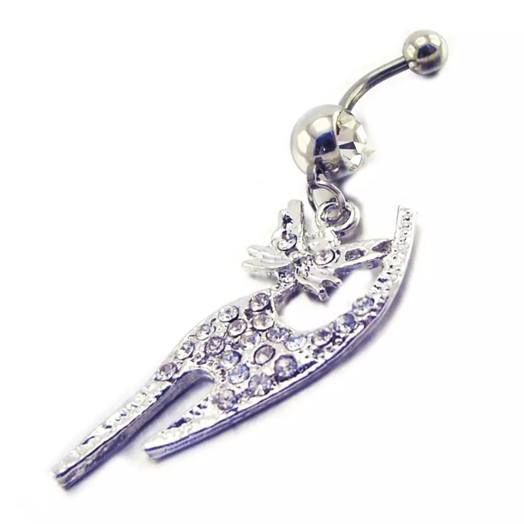 les trésors de lily Body Piercing 'Chat' Blanc [E7792]