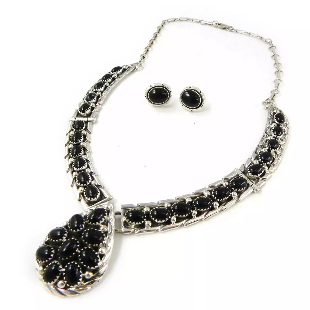 Les Trésors De Lily Parure Argent 'Sapa' Onyx [C9282]