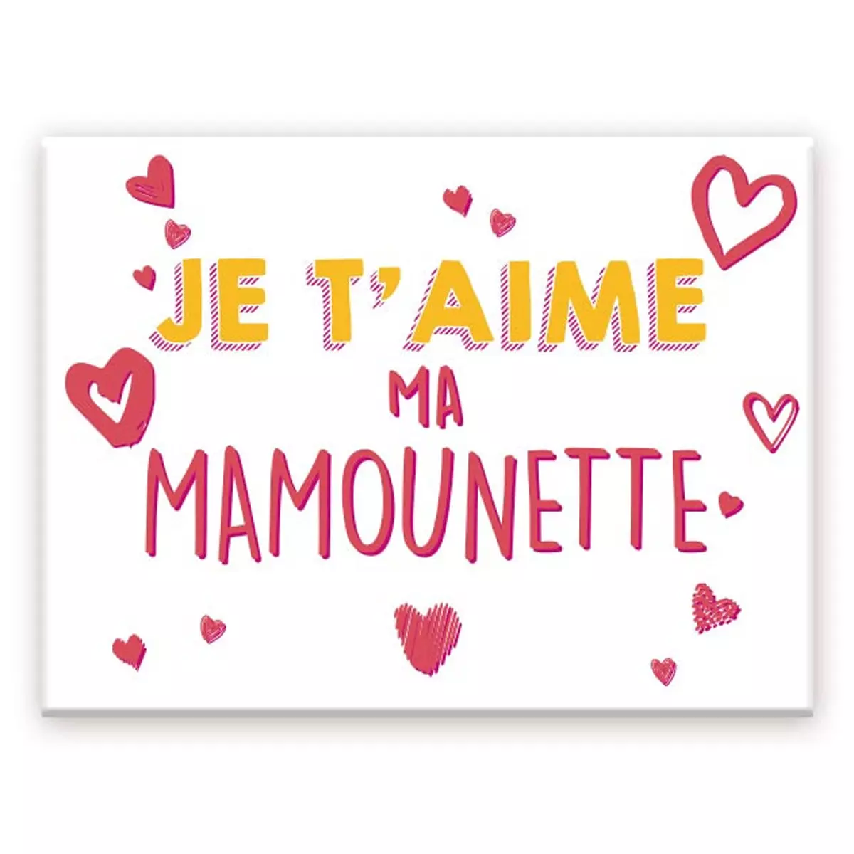 les trésors de lily Magnet céramique 'Maman' blanc rose (Je t'aime ma Mamounette) 8x6 cm [A3619]