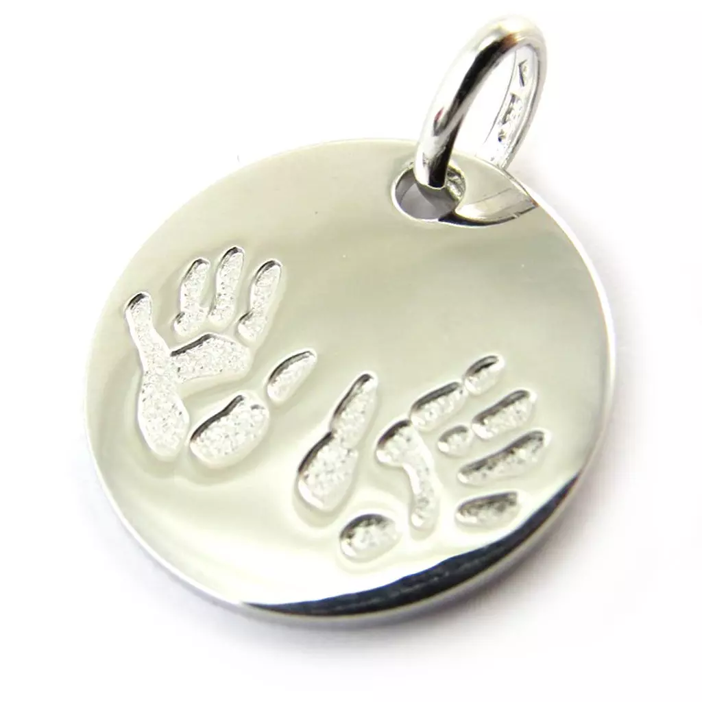 Les Trésors De Lily Médaille Argent 'Bambino' (rhodié) 17 Mm (mains) [N4057]