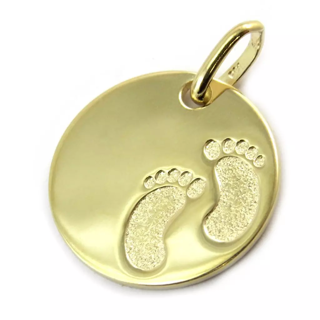 Les Trésors De Lily Médaille Plaqué Or 'Bambino' Doré 17 Mm (pieds) [N5042]