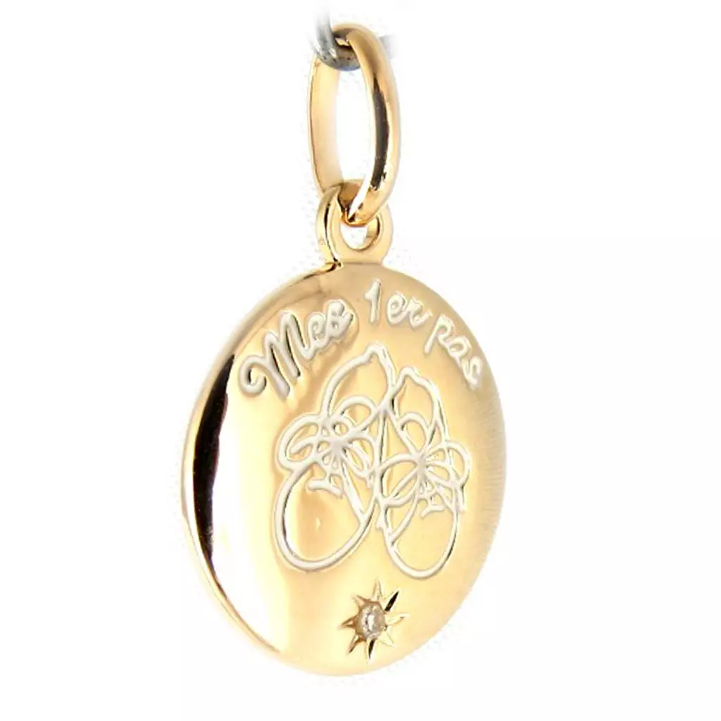 Les Trésors De Lily Médaille Plaqué Or 'Mes 1er Pas' [L0874]