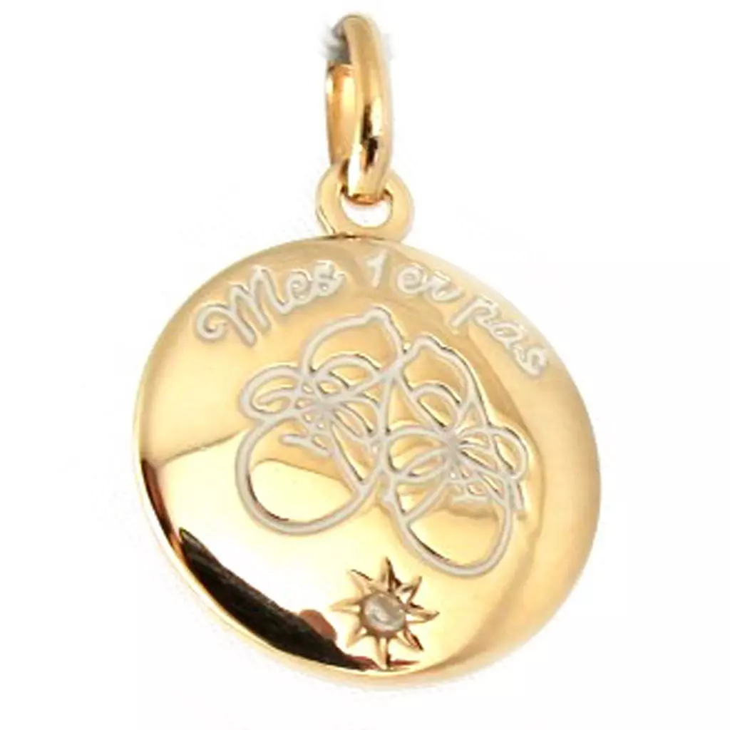 Les Trésors De Lily Médaille Plaqué Or 'Mes 1er Pas' [L0874]