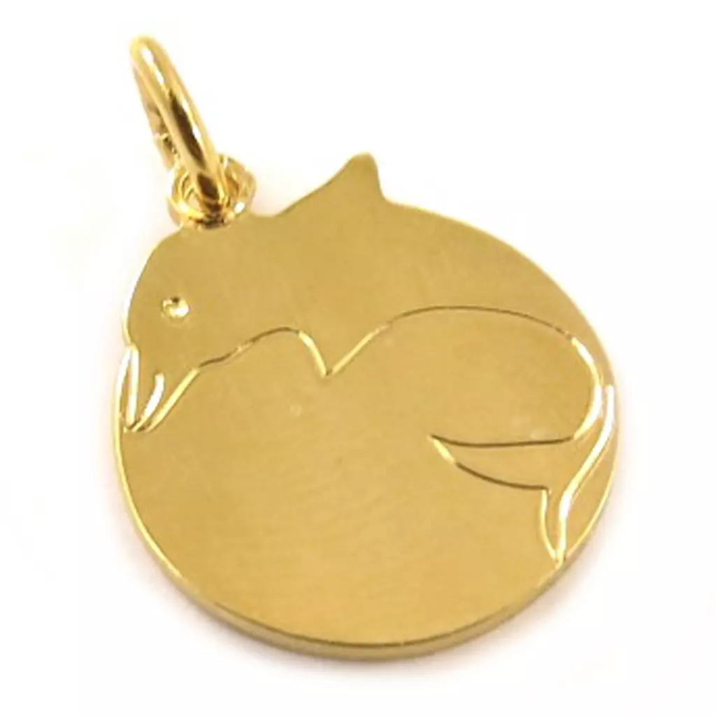 Les Trésors De Lily Médaille Plaqué Or 'Message Dauphin' Doré 14x15 Mm [C6836]