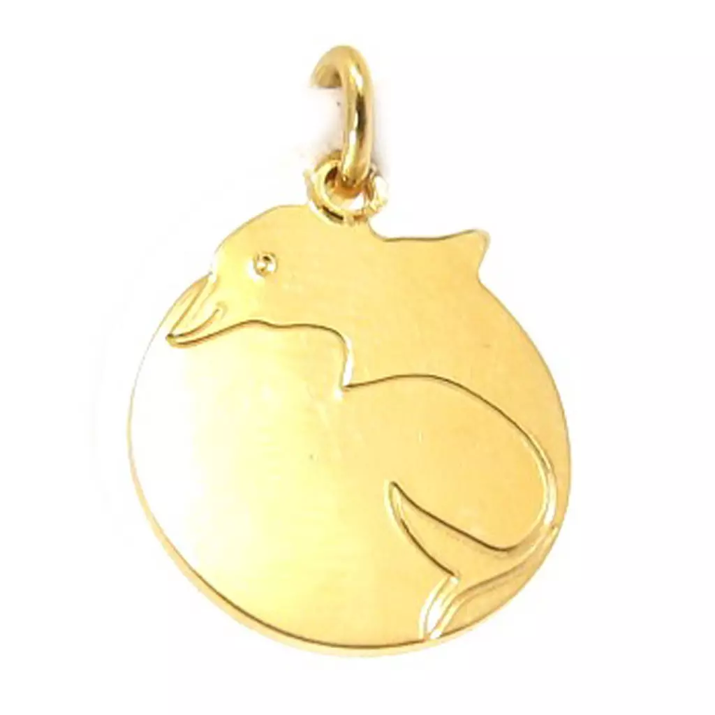 Les Trésors De Lily Médaille Plaqué Or 'Message Dauphin' Doré 14x15 Mm [C6836]