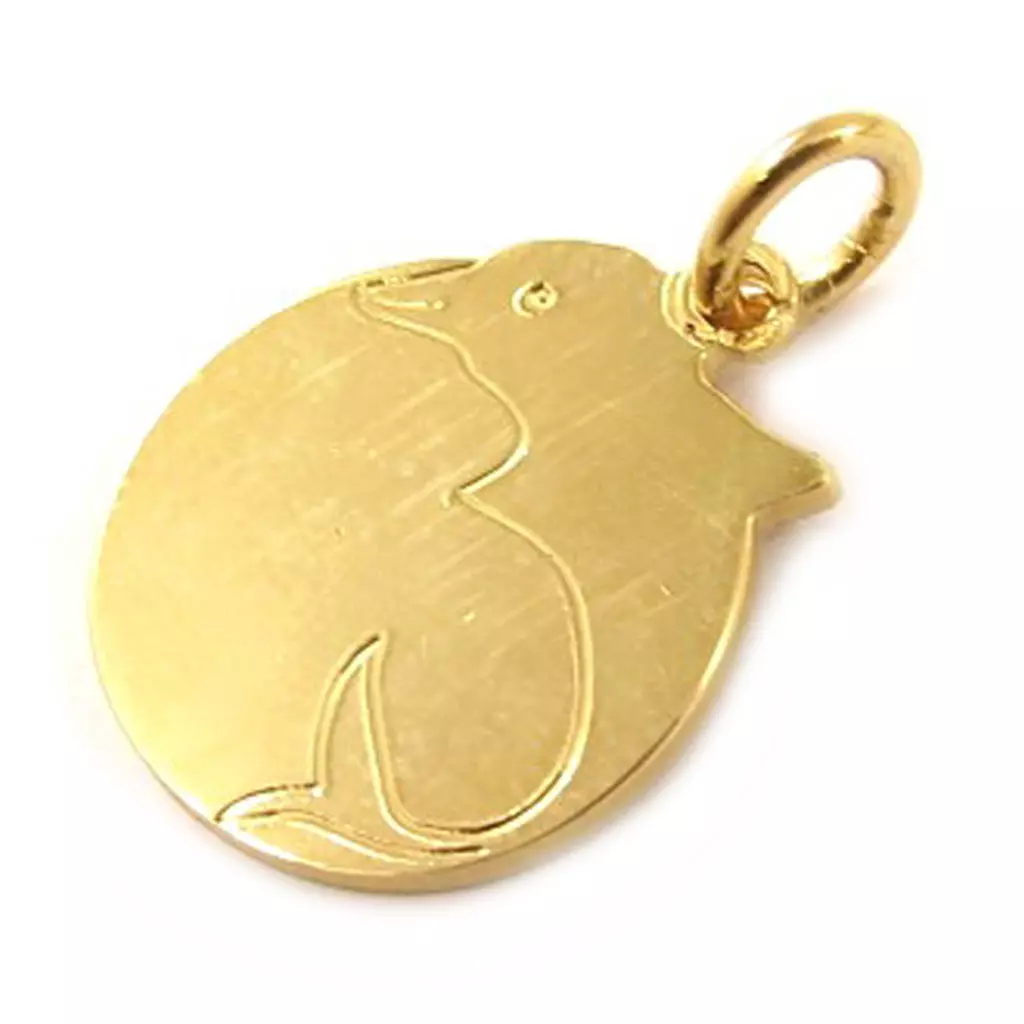 les trésors de lily Médaille Plaqué Or 'Message Dauphin' doré 14x15 mm [C6836]