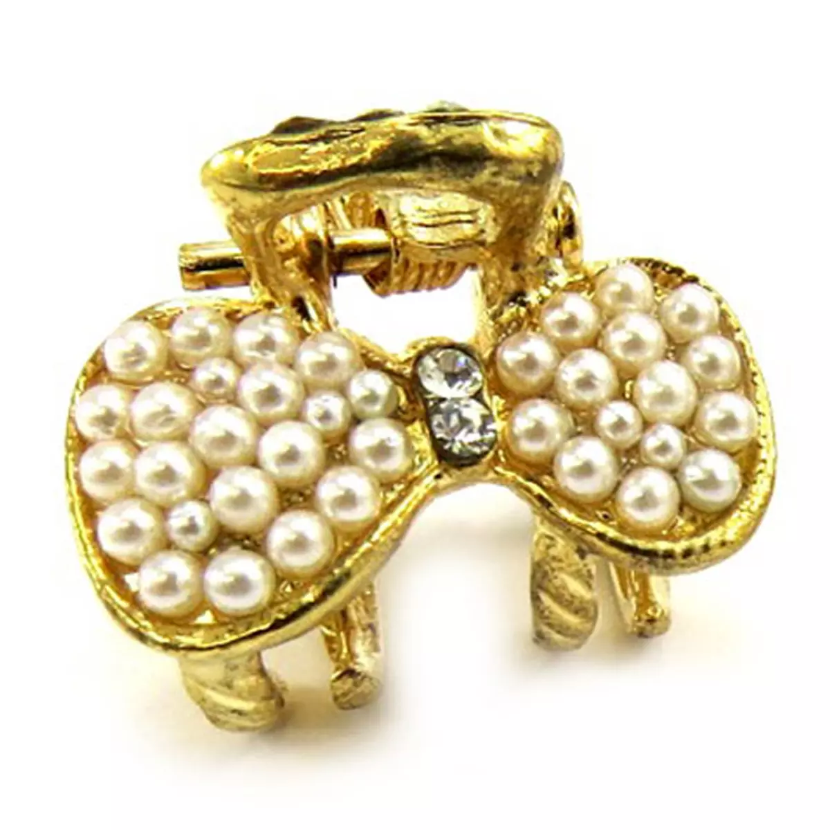 les trésors de lily Mini pince créateur 'Scarlett' ivoire doré 2x2 cm [R6716]