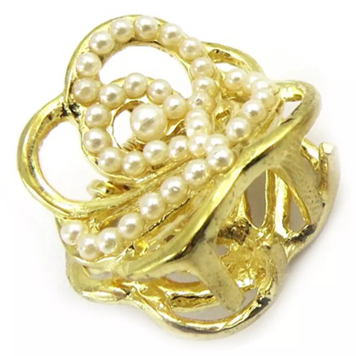 Les Trésors De Lily Mini Pince Créateur 'Scarlett' Ivoire Doré (rose) 23x20 Mm [R6718]