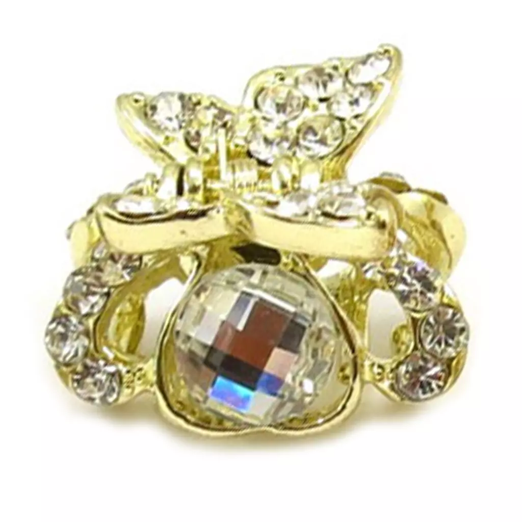 Les Trésors De Lily Mini Pince Créateur 'Sissi' Blanc Doré (papillon) 30x30x18 Mm [R5330]