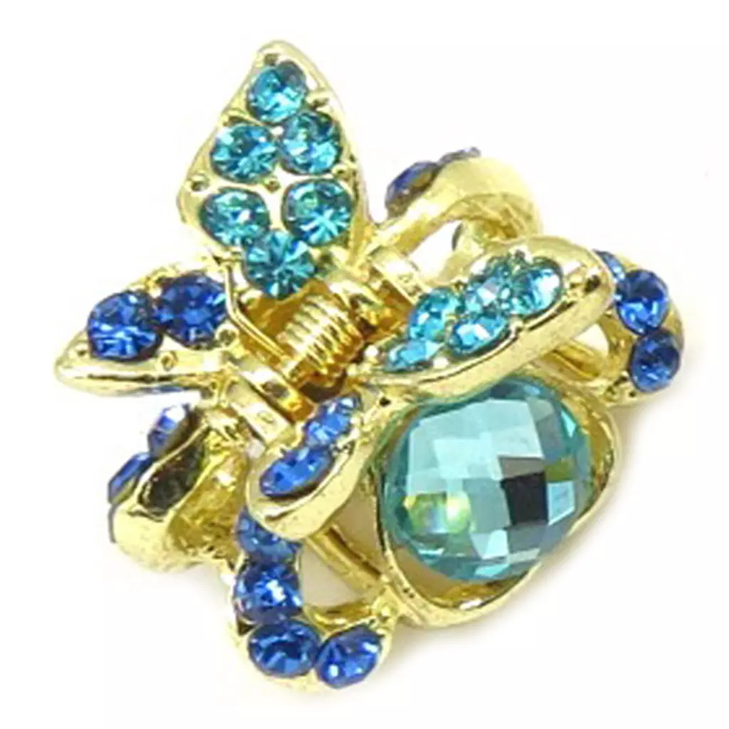 les trésors de lily Mini pince créateur 'Sissi' bleu doré (papillon) 30x30x18 mm [R5333]