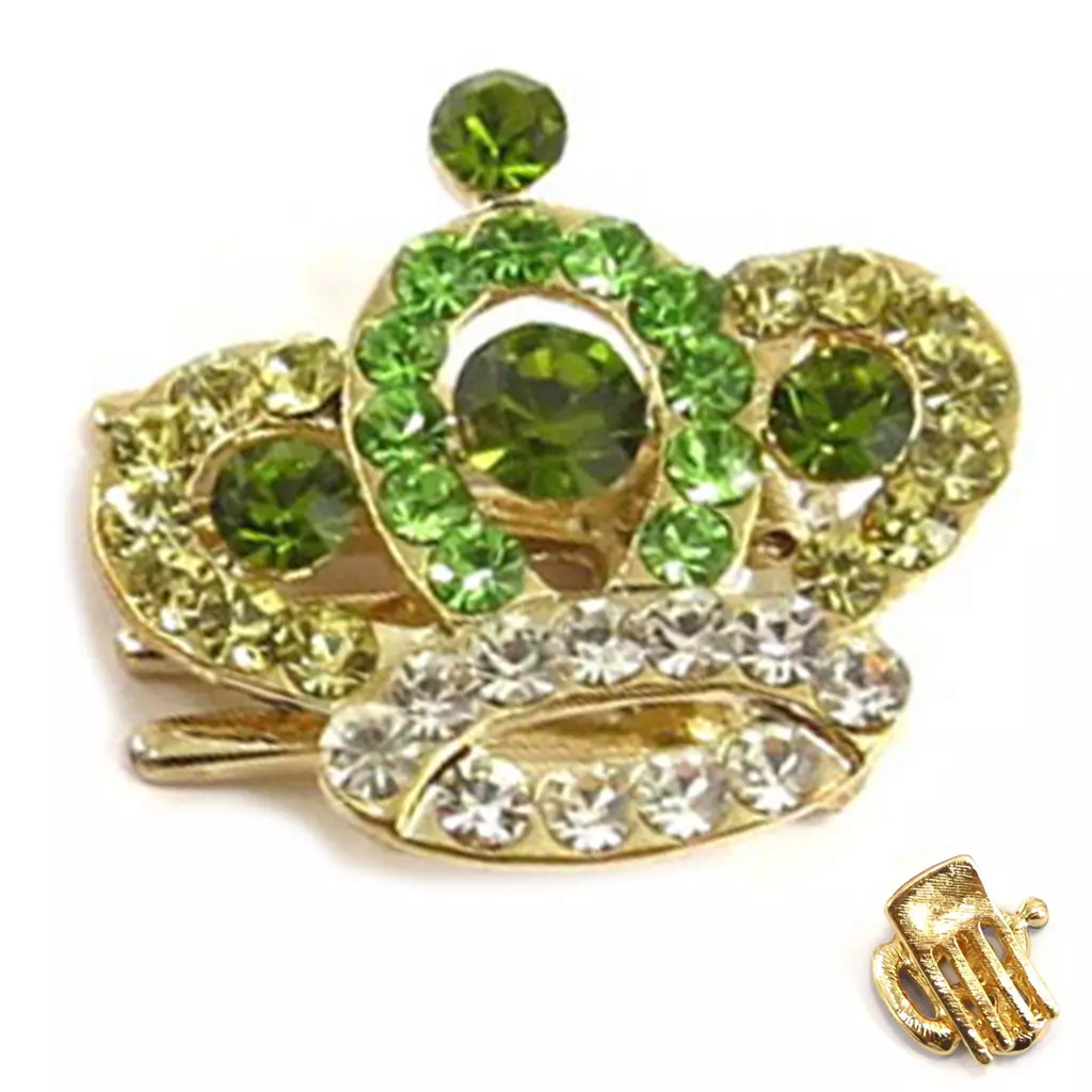 Les Trésors De Lily Mini Pince Créateur 'Sissi' Vert Doré (couronne) 25x25 Mm [R5334]
