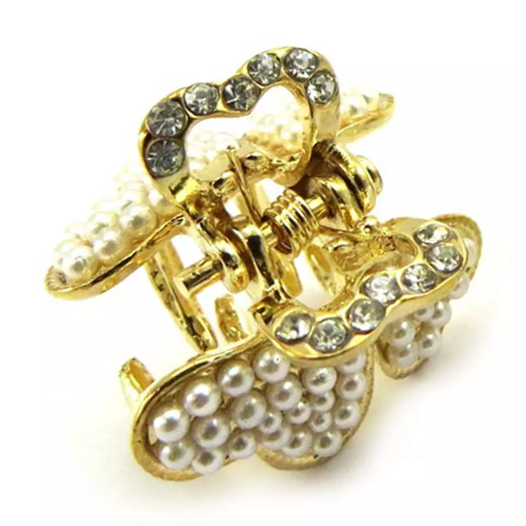 Les Trésors De Lily Mini Pince 'Scarlett' Ivoire Doré 23x20 Mm [R7862]