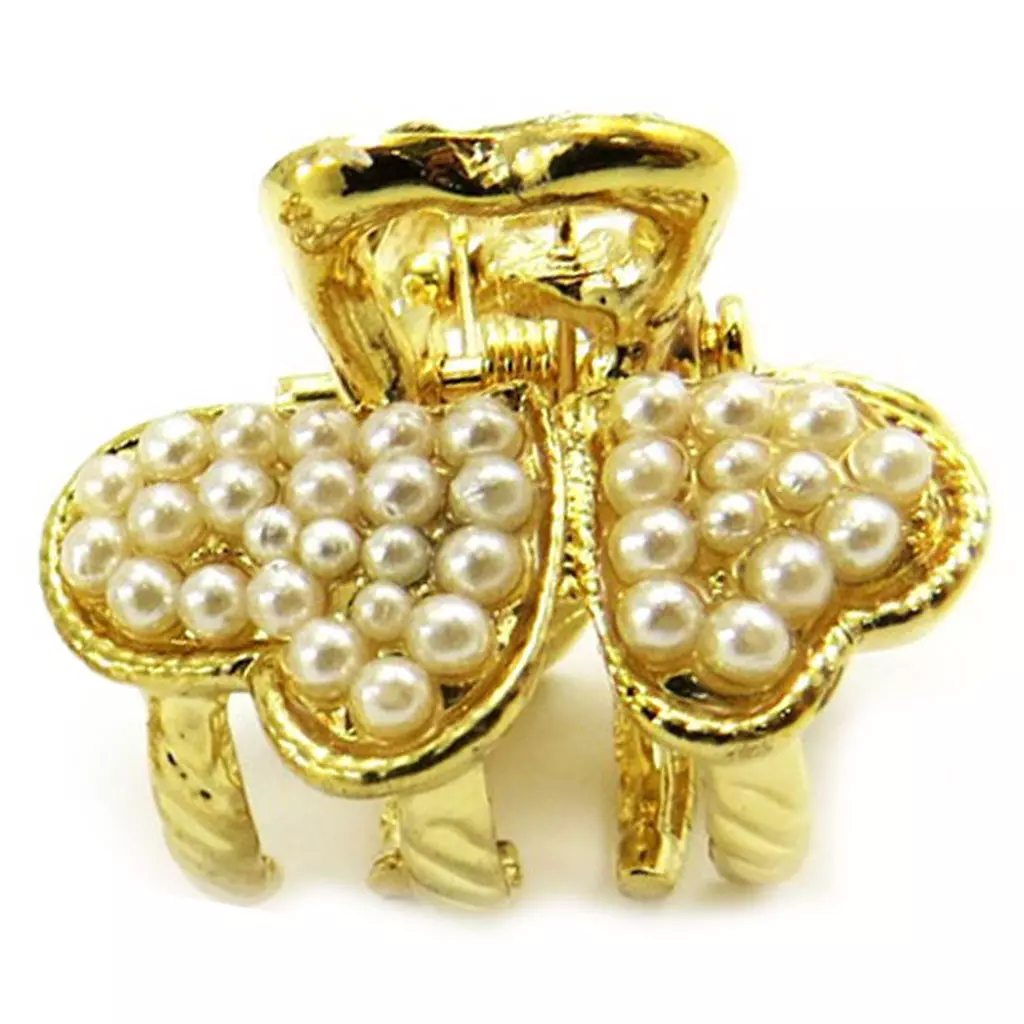 les trésors de lily Mini pince 'Scarlett' ivoire doré 23x20 mm [R7862]