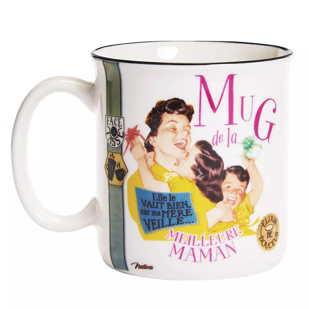 les trésors de lily Mug céramique 'French Vintage' (Mug de la meilleure Maman) 93x88 mm (43cl) [Q6970]