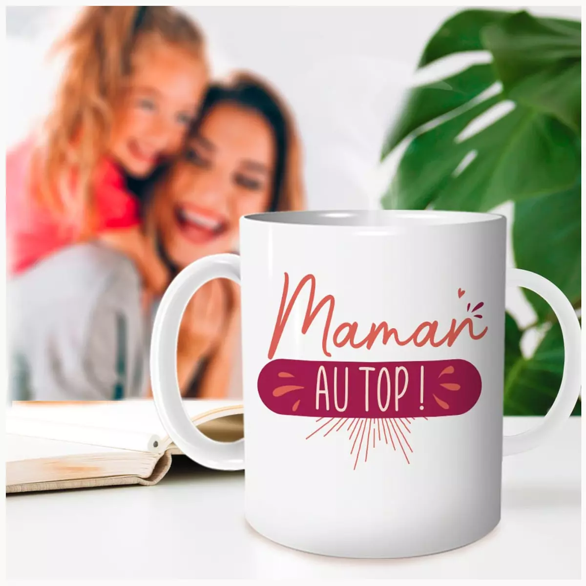 Les Trésors De Lily Mug Céramique 'Maman Au Top ' Orange Rose 95x80 Mm [A3722]