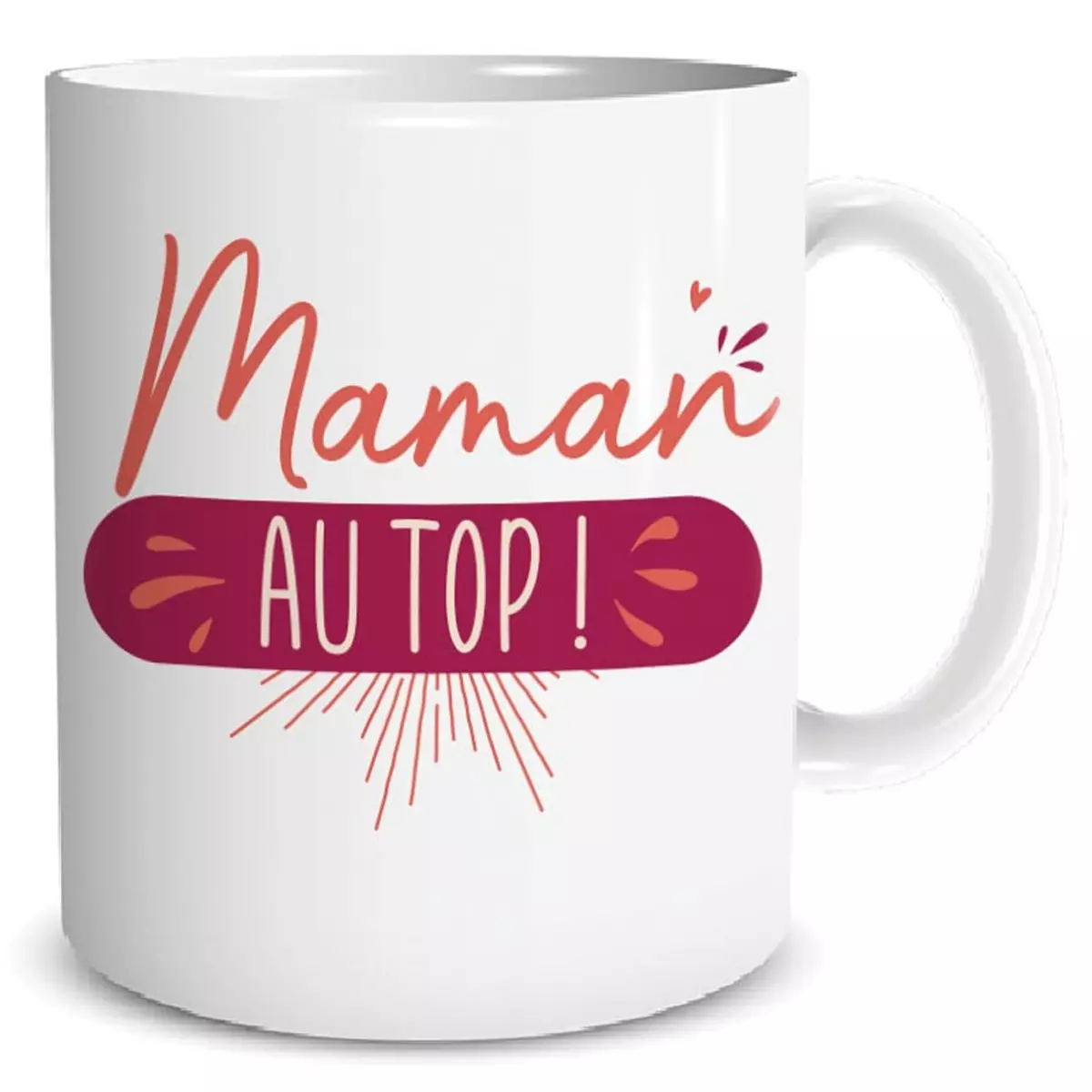 les trésors de lily Mug céramique 'Maman au top ' orange rose 95x80 mm [A3722]