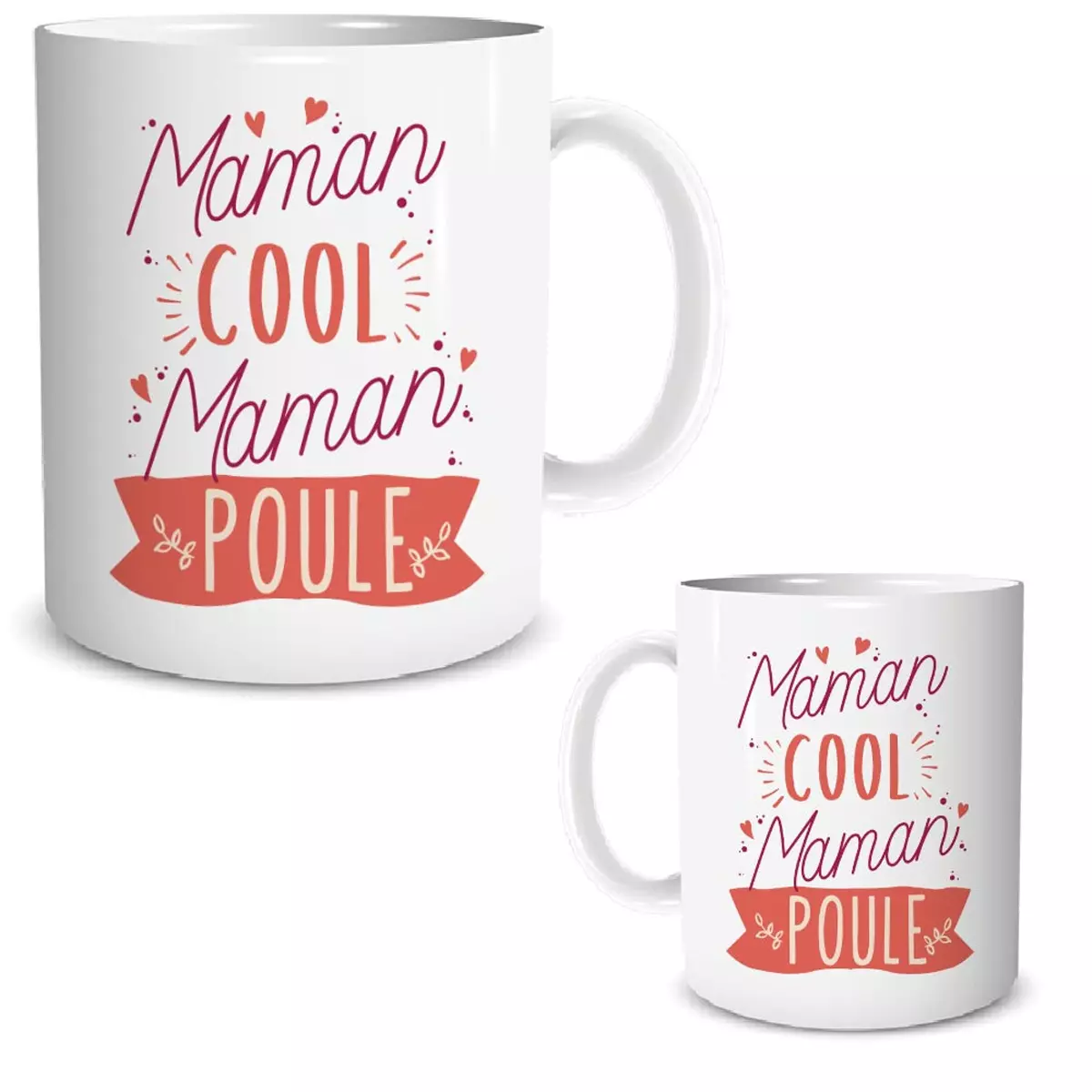 Les Trésors De Lily Mug Céramique 'Maman Cool Maman Poule' Orange Rose 95x80 Mm [A3721]