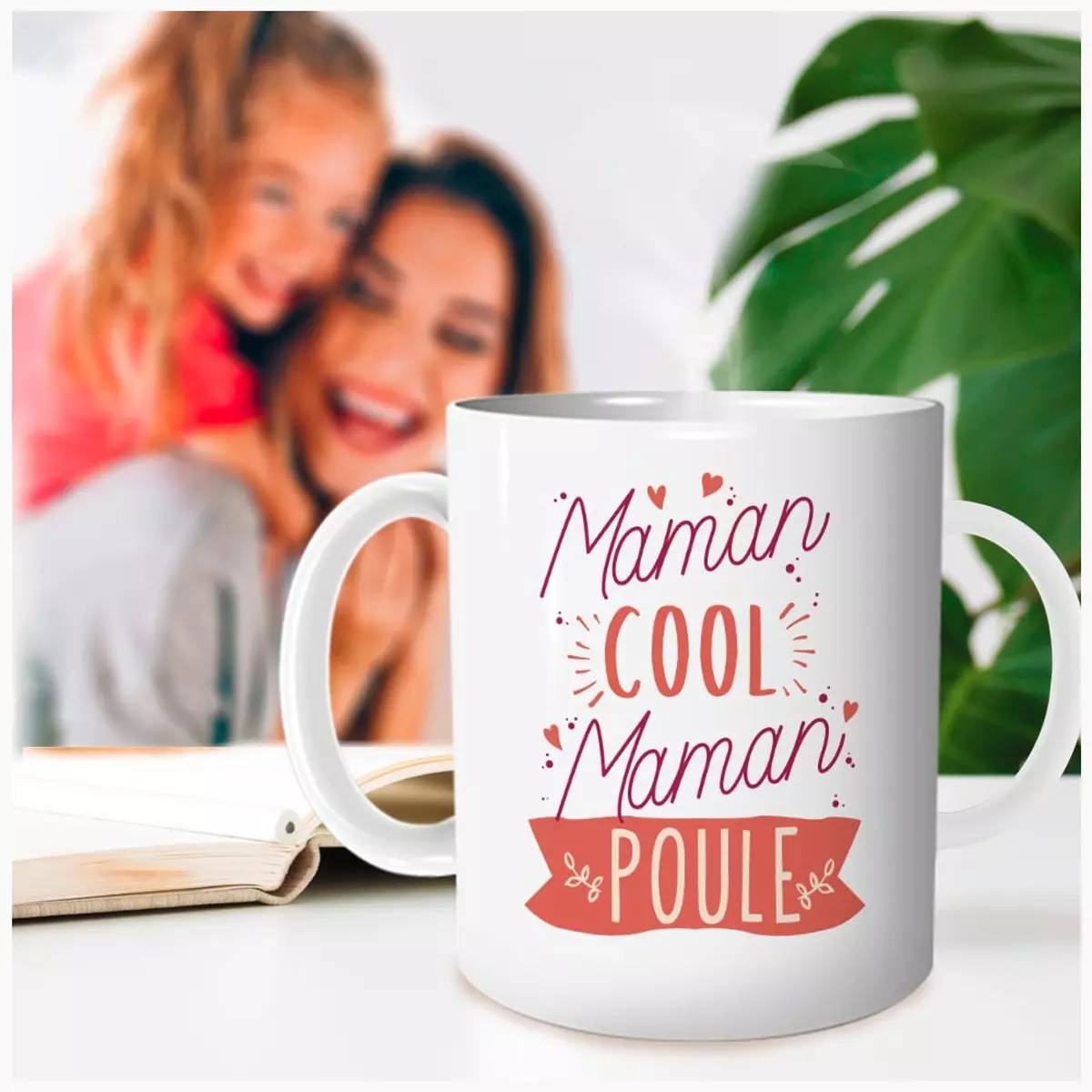 Les Trésors De Lily Mug Céramique 'Maman Cool Maman Poule' Orange Rose 95x80 Mm [A3721]