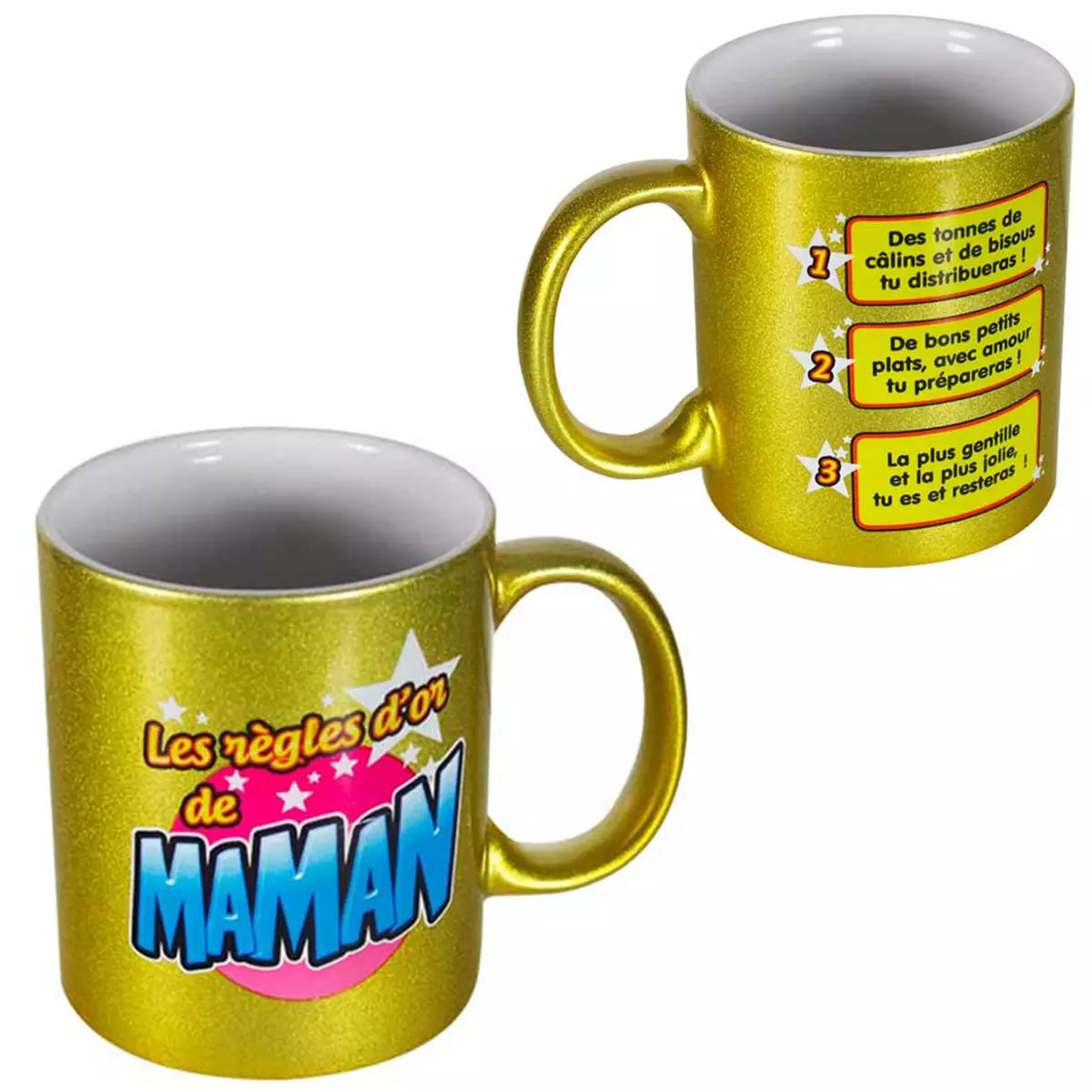 les trésors de lily Mug tendresse 'Les Règles d'or de Maman' doré 90x85 mm [M5086]