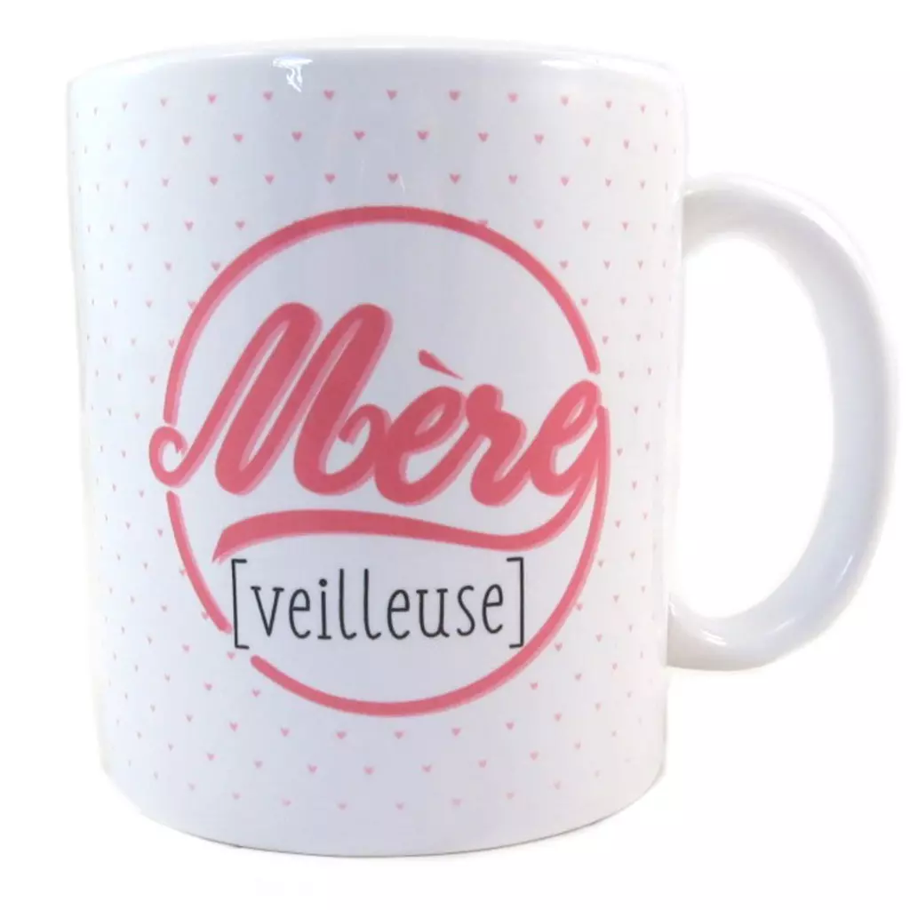 les trésors de lily Mug tendresse 'Maman Mère [veilleuse]' blanc rose 95x80 mm [P9406]