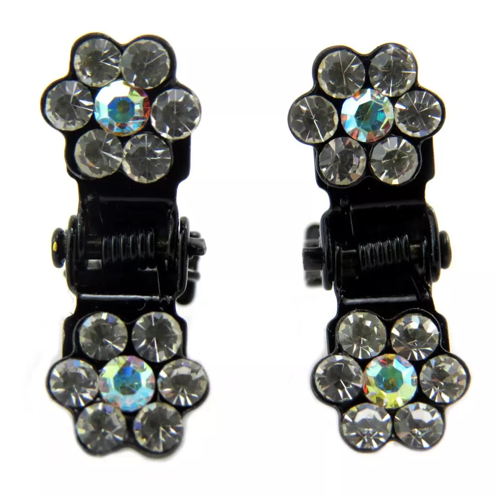 les trésors de lily Paire minis pinces 'Sissi' blanc (fleurs) 8 mm [P5941]