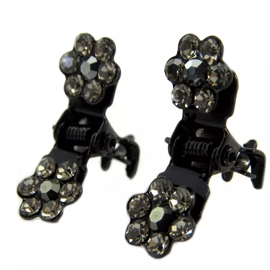les trésors de lily Paire minis pinces 'Sissi' gris (fleurs) 8 mm [P5942]