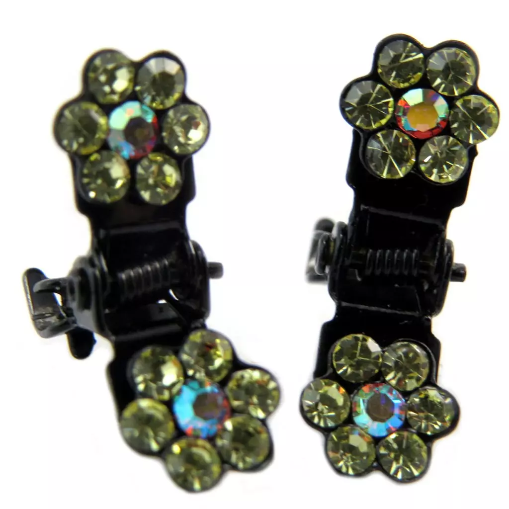 les trésors de lily Paire minis pinces 'Sissi' jaune (fleurs) 8 mm [P5938]