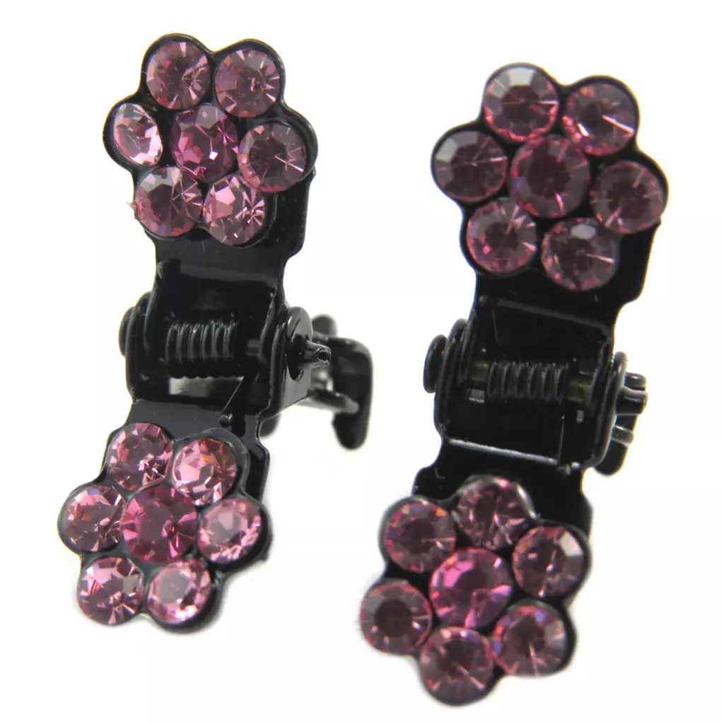 les trésors de lily Paire minis pinces 'Sissi' rose (fleurs) 8 mm [P5933]
