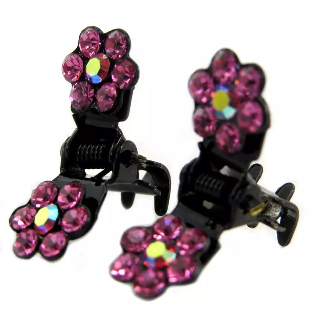 les trésors de lily Paire minis pinces 'Sissi' rose (fleurs) 8 mm [P5939]