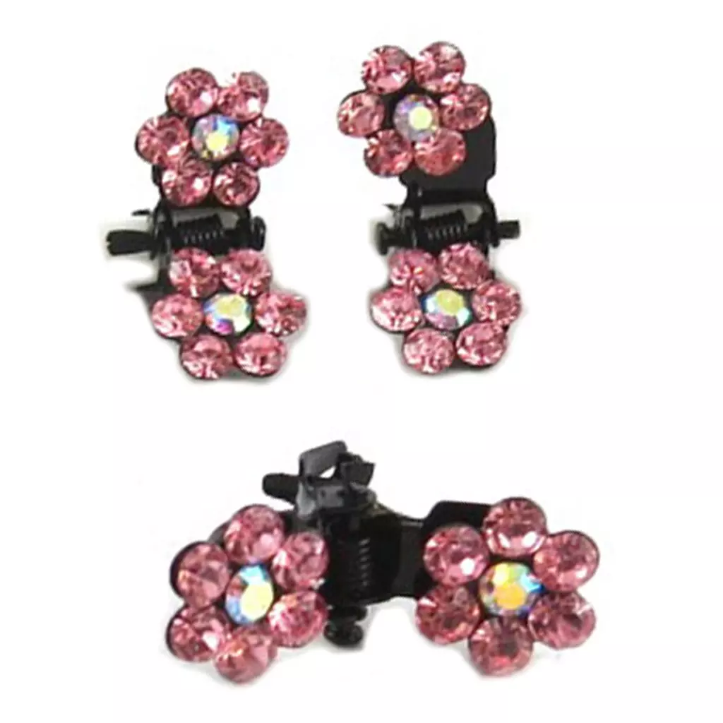 les trésors de lily Paire minis pinces 'Sissi' rose (fleurs) 8 mm [R5300]