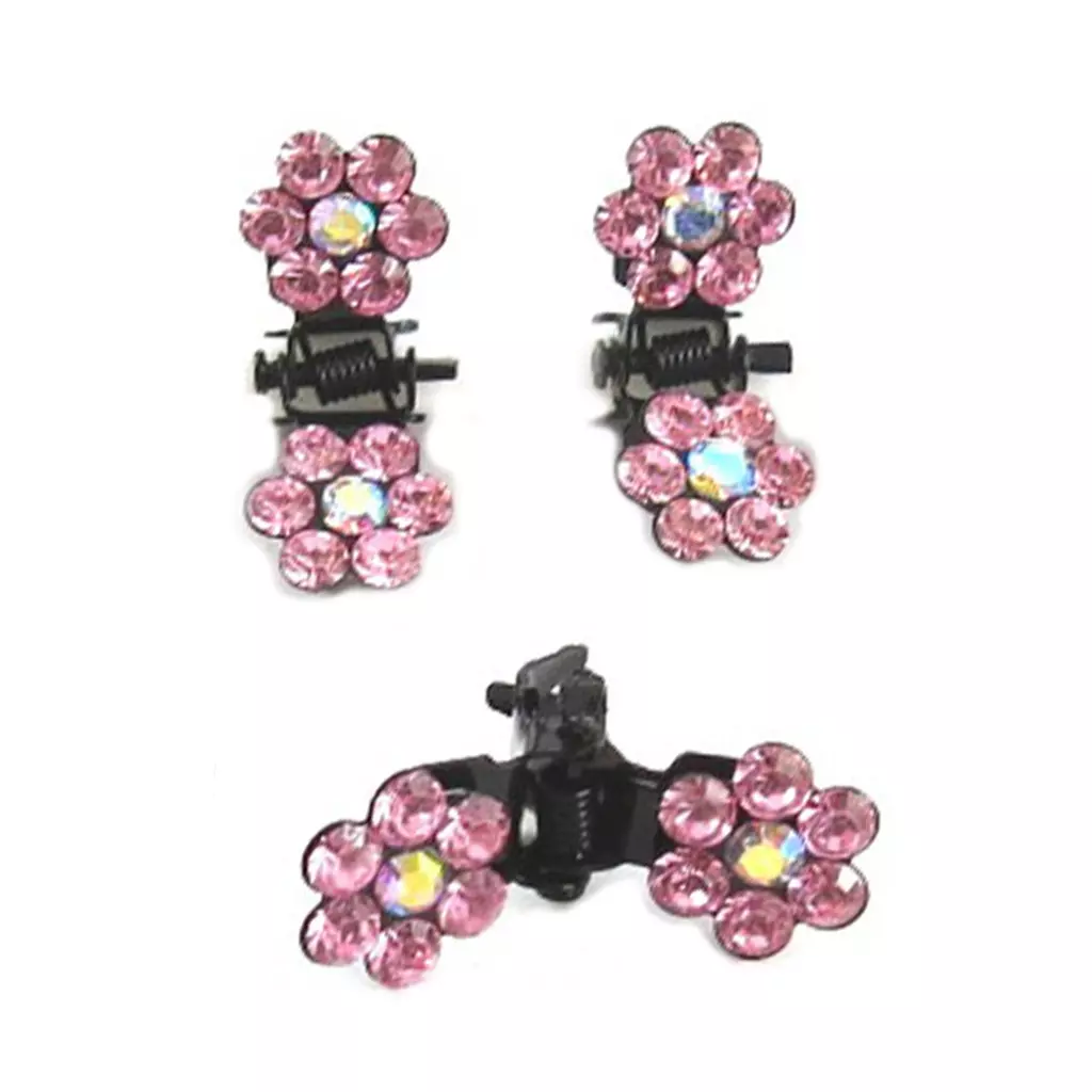 les trésors de lily Paire minis pinces 'Sissi' rose (fleurs) 8 mm [R5302]