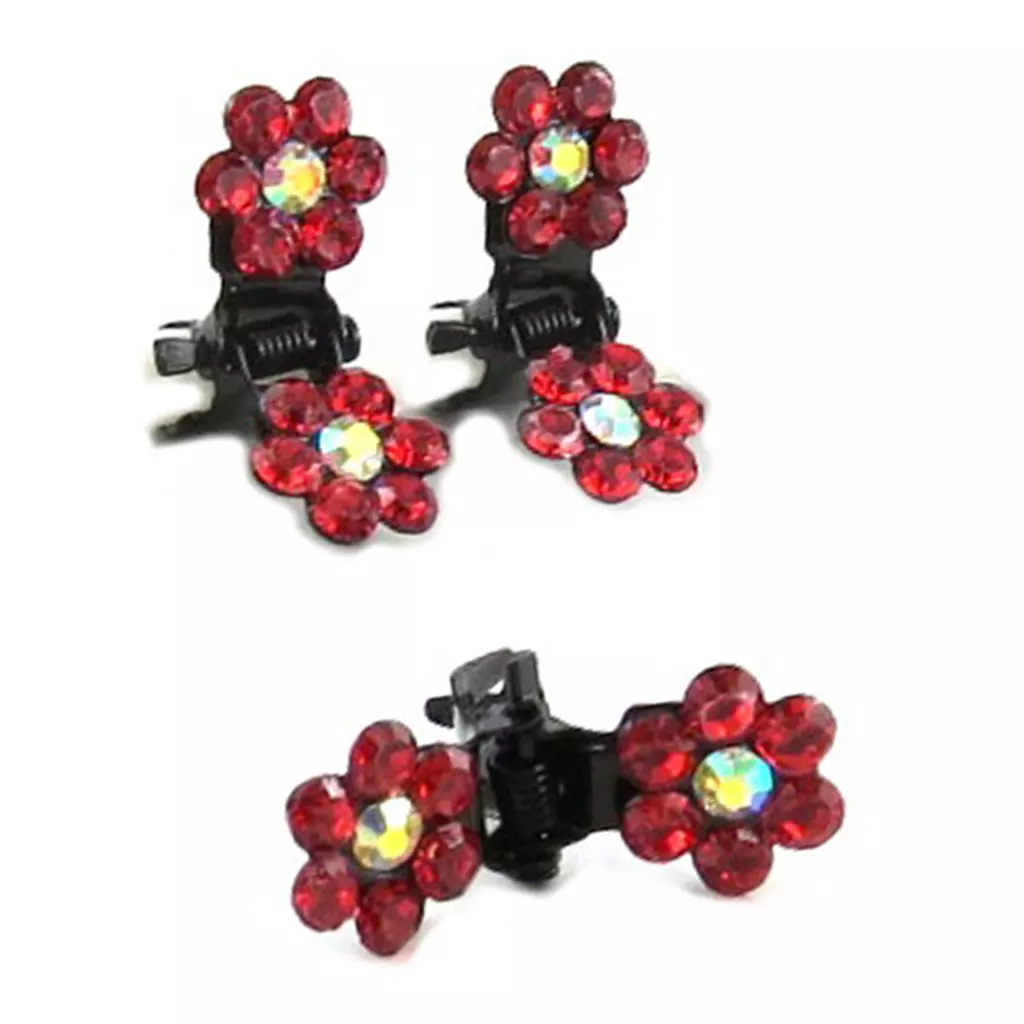 les trésors de lily Paire minis pinces 'Sissi' rouge (fleurs) 8 mm [R5303]