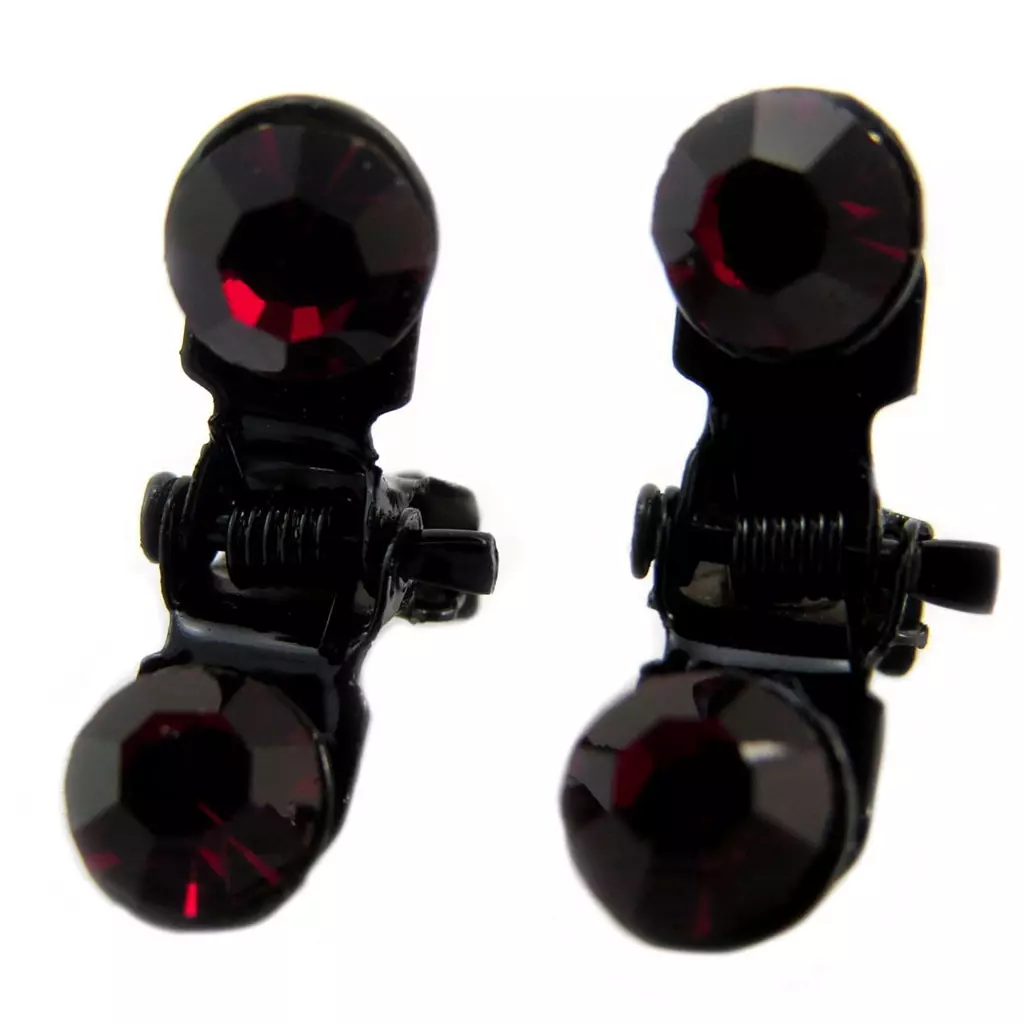 Les Trésors De Lily Paire Minis Pinces 'Sissi' Rouge Foncé 7 Mm [P5919]