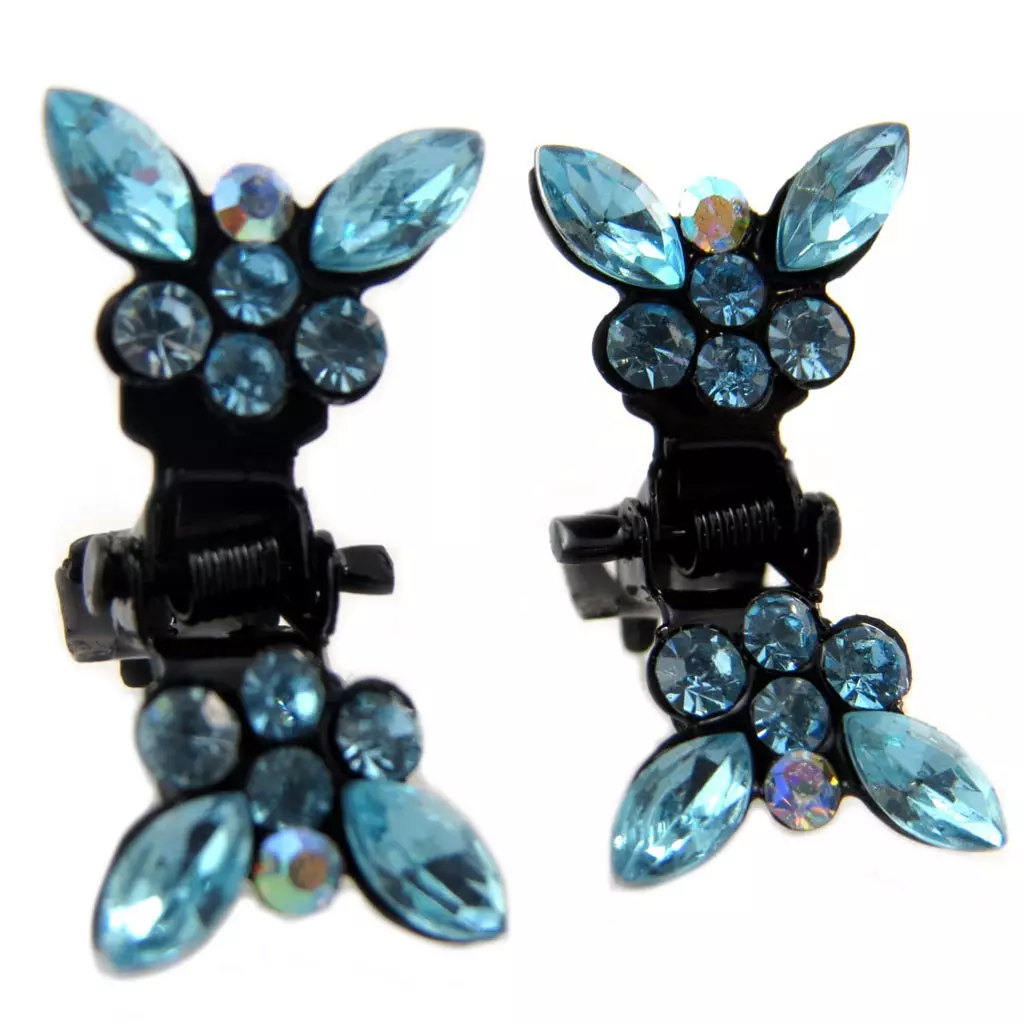 les trésors de lily Paire minis pinces 'Sissi' turquoise (papillons) [P5913]