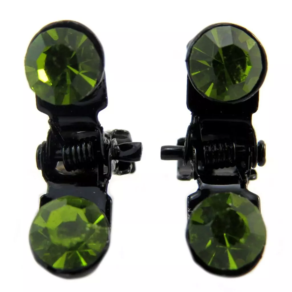 les trésors de lily Paire minis pinces 'Sissi' vert 7 mm [P5926]