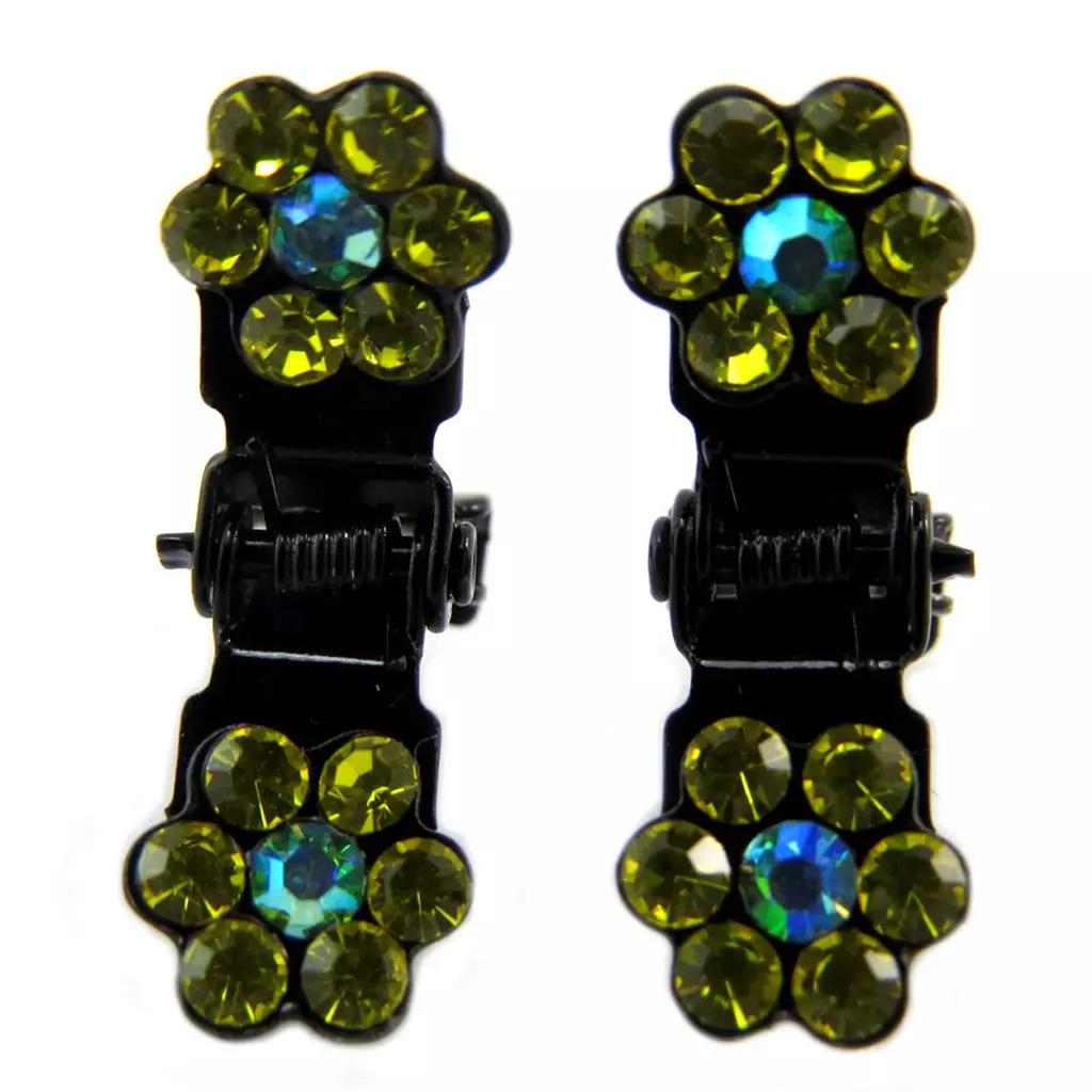 les trésors de lily Paire minis pinces 'Sissi' vert (fleurs) 8 mm [P5930]