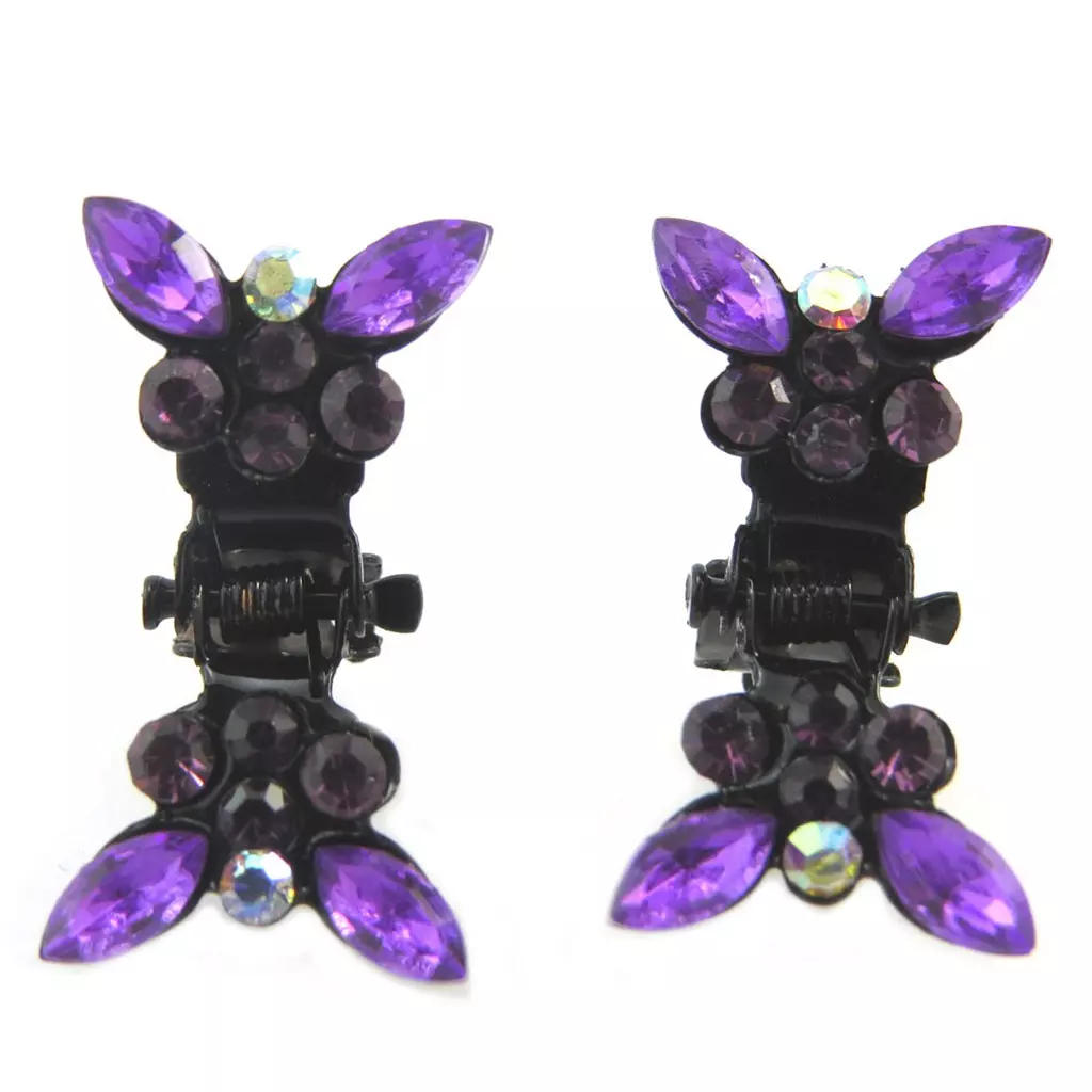 les trésors de lily Paire minis pinces 'Sissi' violet (papillons) [P5917]