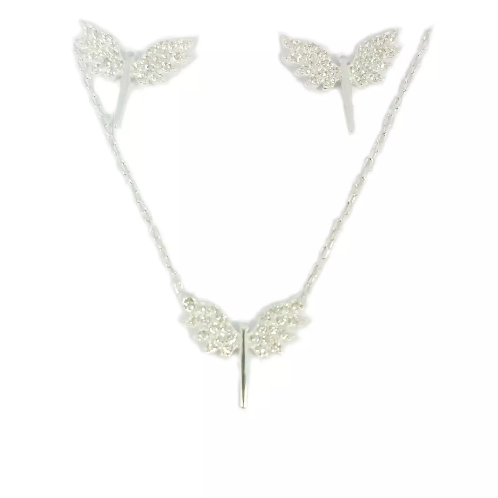 les trésors de lily Parure Argent 'Ange Gardien' blanc argenté 13x10 mm [S0950]