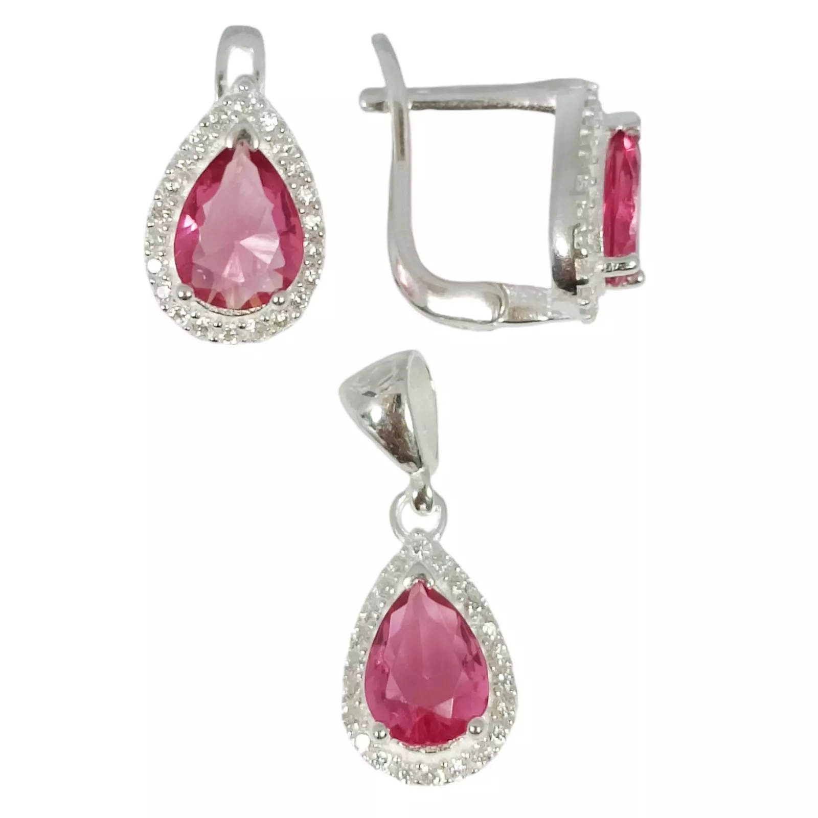 Les Trésors De Lily Parure Argent 'Arégonde' Rose Argenté 13x9 Mm (boucles + Pendentif) [S1148]