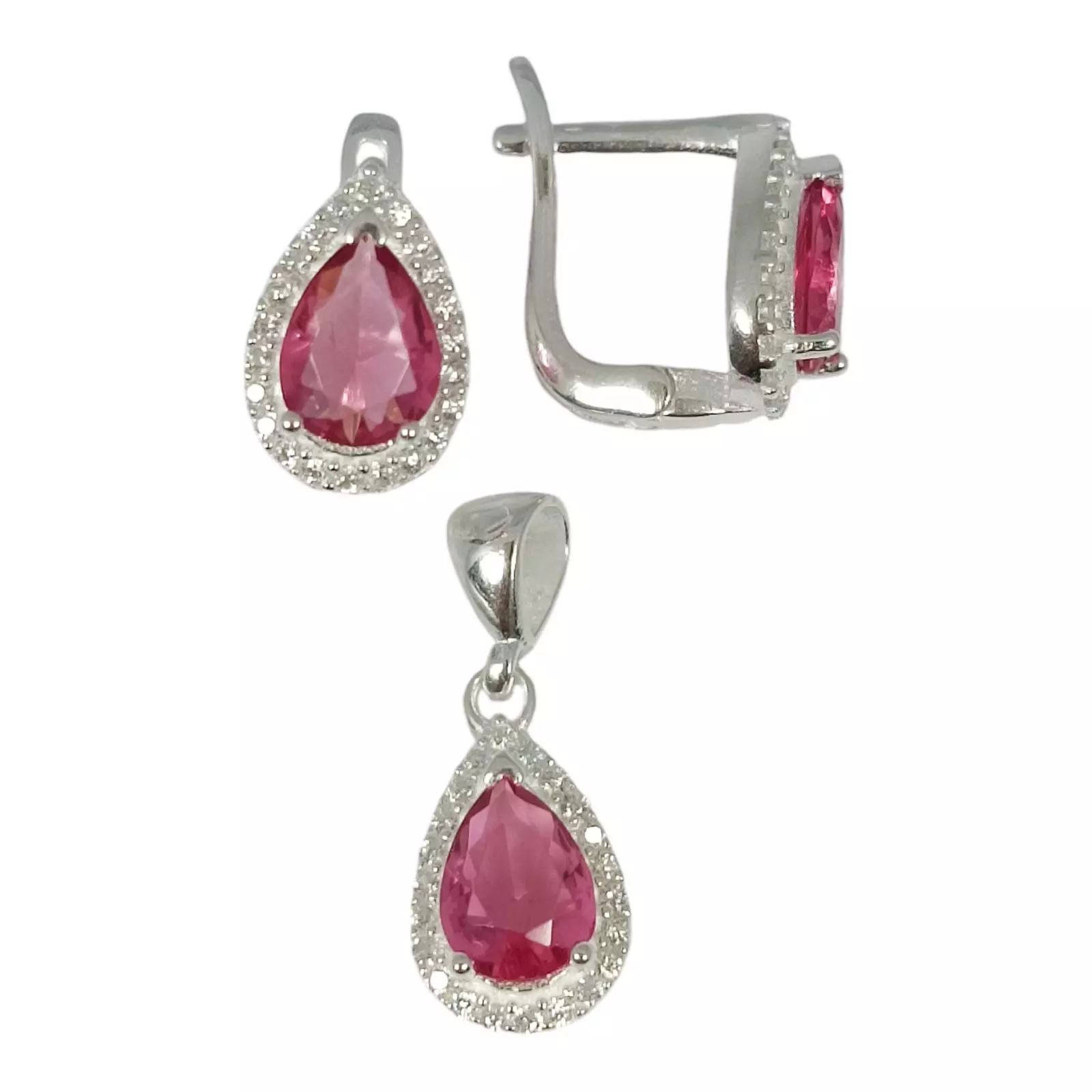 Les Trésors De Lily Parure Argent 'Arégonde' Rose Argenté 13x9 Mm (boucles + Pendentif) [S1148]