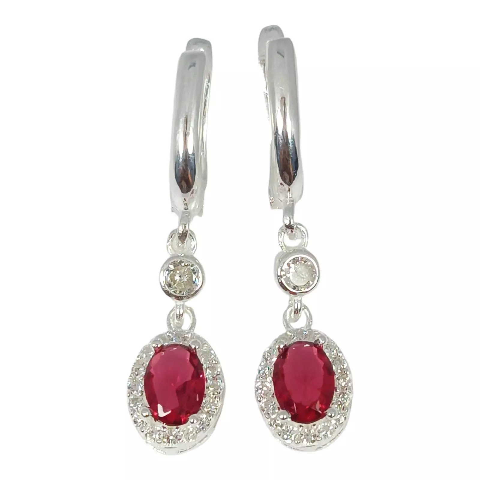 Les Trésors De Lily Parure Argent 'Arégonde' Rose Argenté 20x8 Mm (boucles + Pendentif) [S1142]