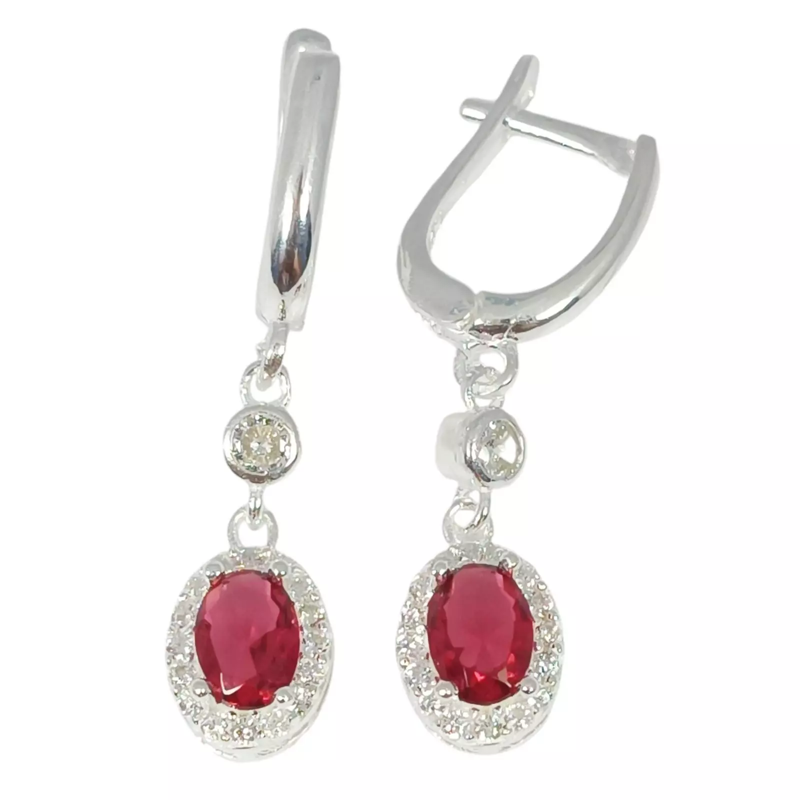 Les Trésors De Lily Parure Argent 'Arégonde' Rose Argenté 20x8 Mm (boucles + Pendentif) [S1142]